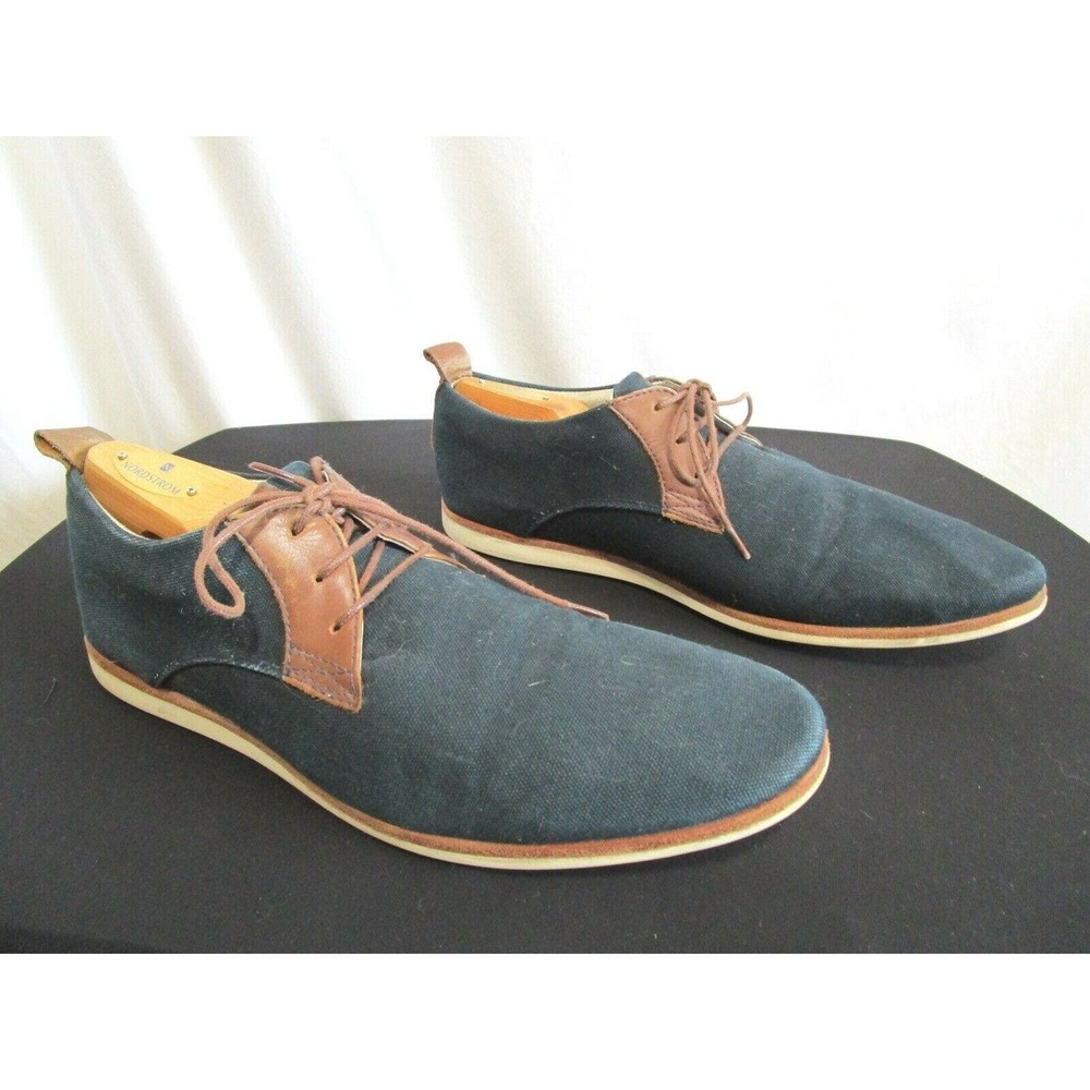 Bocage Innovation Greenish Blue Canvas, Leather Oxford Shoes Men 43 EU/9.5 US